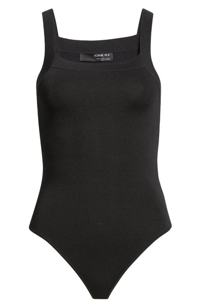 Sophie Rue Square Neck Rib Bodysuit In Black