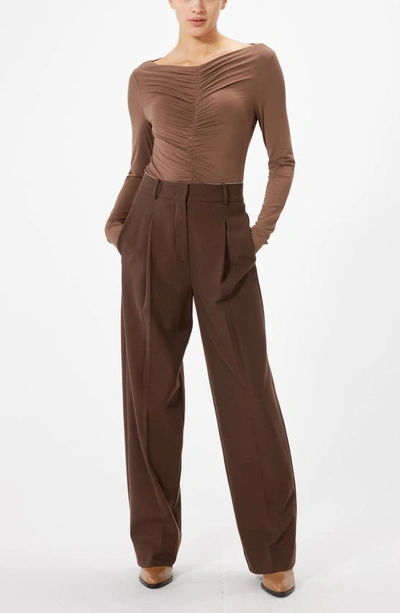 Shop Sophie Rue Leandre Ruched Long Sleeve Top In Brown