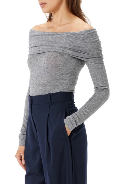 Shop Sophie Rue Triomphe Off The Shoulder Knit Top In H Grey