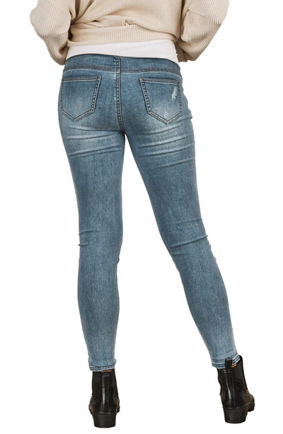 Shop Angel Maternity Claire Over The Bump Skinny Maternity Jeans In Blue Denim