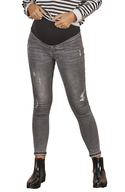 Shop Angel Maternity Claire Over The Bump Skinny Maternity Jeans In Charcoal