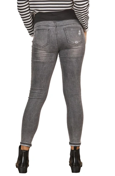 Shop Angel Maternity Claire Over The Bump Skinny Maternity Jeans In Charcoal