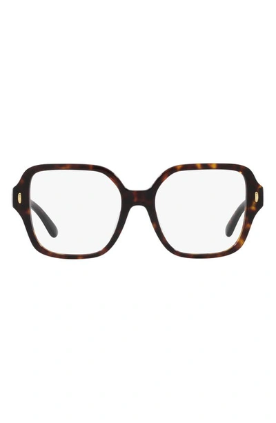 Shop Tory Burch 54mm Square Optical Glasses In Dark Tort