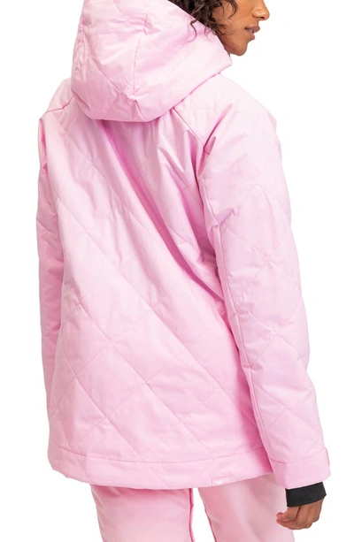 Shop Roxy Radiant Lines Hooded Jacket In Pink Frosting