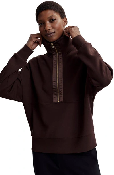 Shop Varley Keller Half Zip Top In Coffee Bean