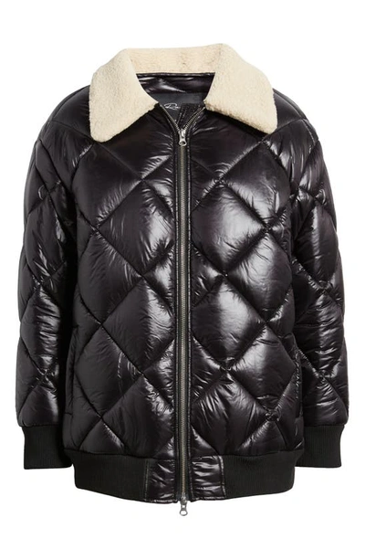 Shop Rails Shay Faux Shearling Collar Quilted Jacket In Black