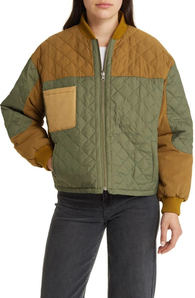 Shop The Great Reversible Multicolor Quilted Down Jacket In Army Multi