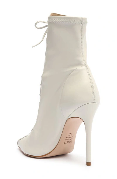 Shop Schutz Tennie Pointed Toe Lace-up Boot In Pearl