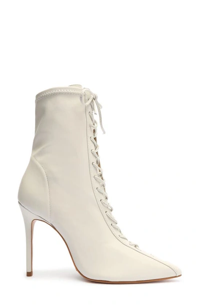 Shop Schutz Tennie Pointed Toe Lace-up Boot In Pearl