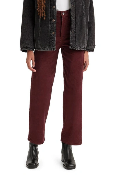 Shop Levi's Ribcage High Waist Ankle Straight Leg Corduroy Jeans In Decadent Chocolate