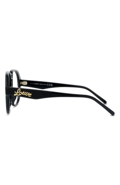 Shop Loewe 53mm Curvy Pilot Reading Glasses In Shiny Black