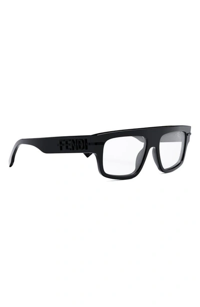 Shop Fendi The Graphy 54mm Rectangular Optical Glasses In Shiny Black
