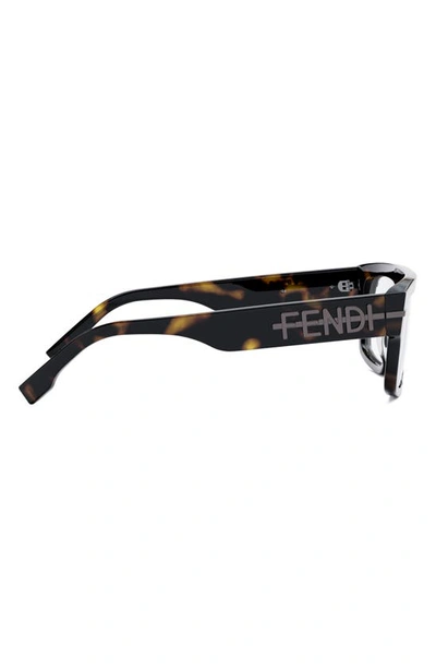Fendi The Graphy 54mm Rectangular Optical Glasses In Dark Havana
