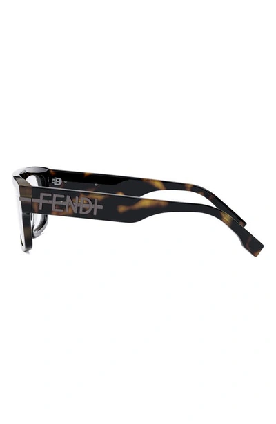 Fendi The Graphy 54mm Rectangular Optical Glasses In Dark Havana