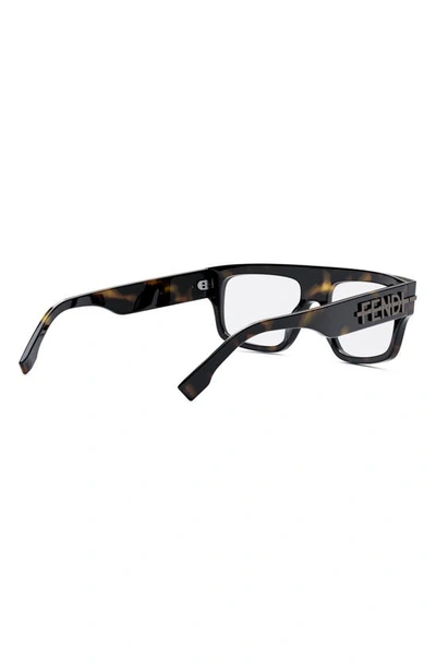 Fendi The Graphy 54mm Rectangular Optical Glasses In Dark Havana