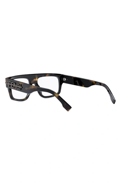 Fendi The Graphy 54mm Rectangular Optical Glasses In Dark Havana