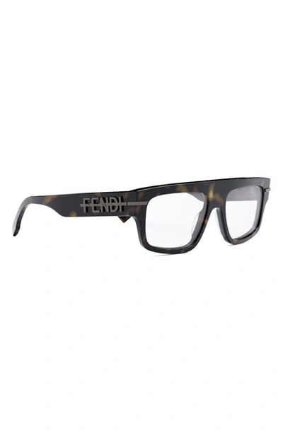 Fendi The Graphy 54mm Rectangular Optical Glasses In Dark Havana