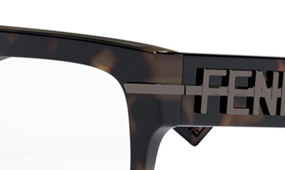 Fendi The Graphy 54mm Rectangular Optical Glasses In Dark Havana