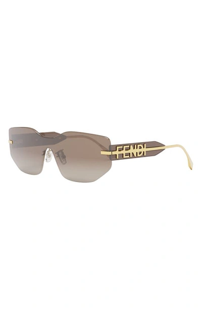 Shop Fendi The Graphy Geometric Sunglasses In Matte Endura Gold / Brown