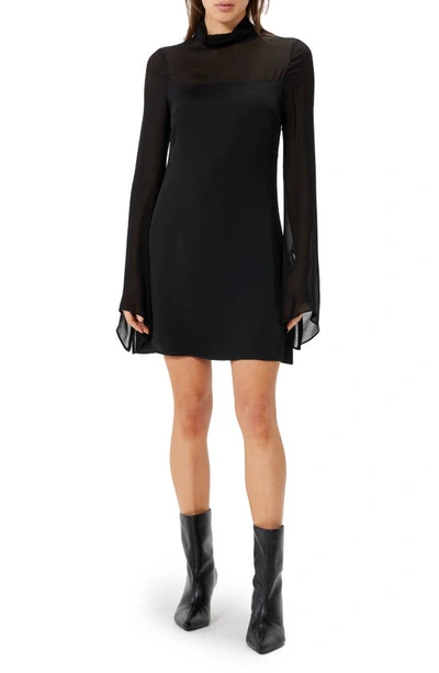 Shop Sophie Rue Marceau Long Sleeve Chiffon Minidress In Black
