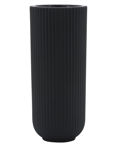 Sagebrook Home 11in Ridged Vase In Black