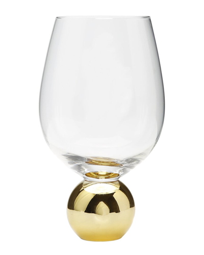 Alice Pazkus Set Of 6 Wine Glasses On Gold Ball Pedestal In Gold