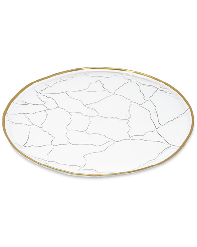 Shop Alice Pazkus Set Of 4 Glass Chargers With Gold Rim Crackled Design