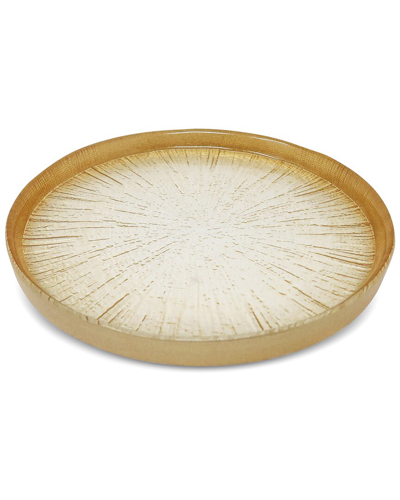 Alice Pazkus Set Of 4 Crystal Glass Plates With Gold Border In Gold