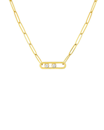 Shop Pure Gold 14k 0.12 Ct. Tw. Diamond Paperclip Necklace