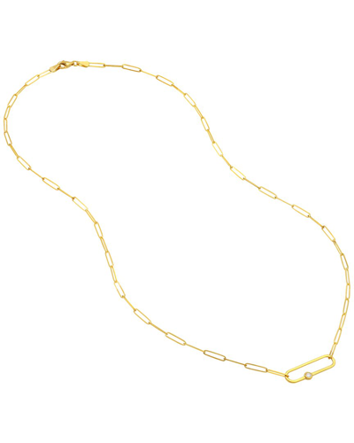 Shop Pure Gold 14k 0.06 Ct. Tw. Diamond Paperclip Necklace