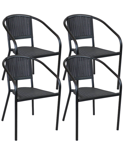 Shop Sunnydaze Set Of 4 Aderes Outdoor Arm Chairs In Black