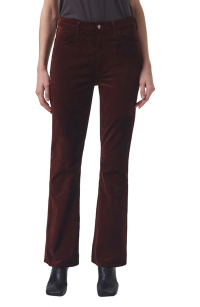 Shop Agolde Nico High Waist Bootcut Velvet Pants In Chocolate Milk