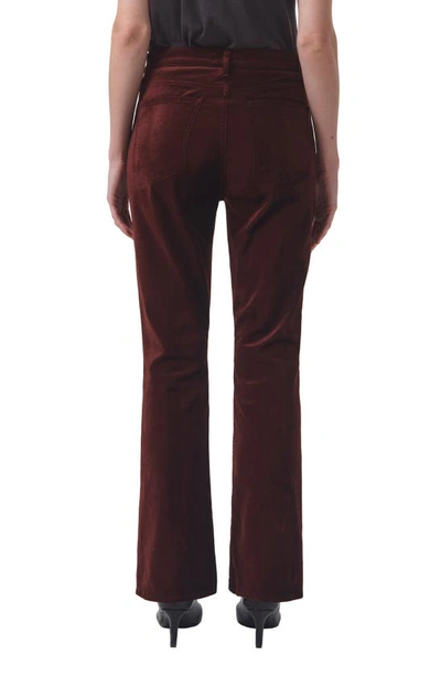 Shop Agolde Nico High Waist Bootcut Velvet Pants In Chocolate Milk