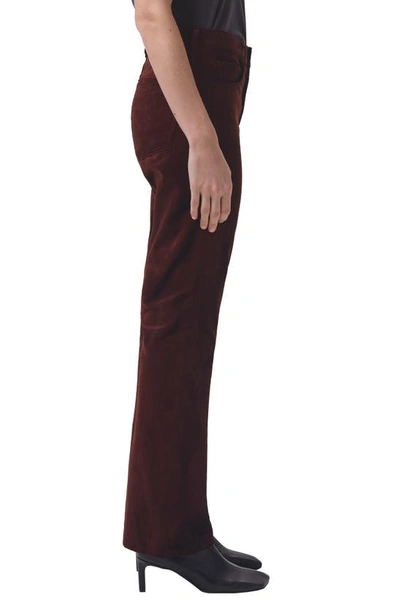 Shop Agolde Nico High Waist Bootcut Velvet Pants In Chocolate Milk