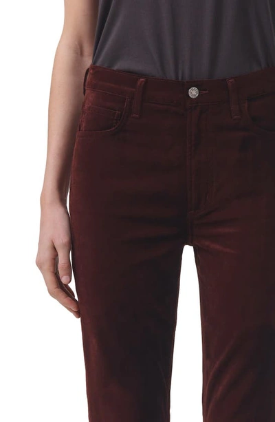 Shop Agolde Nico High Waist Bootcut Velvet Pants In Chocolate Milk