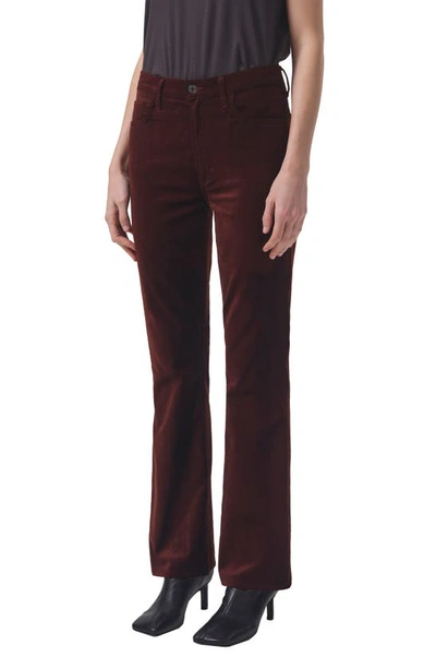 Shop Agolde Nico High Waist Bootcut Velvet Pants In Chocolate Milk