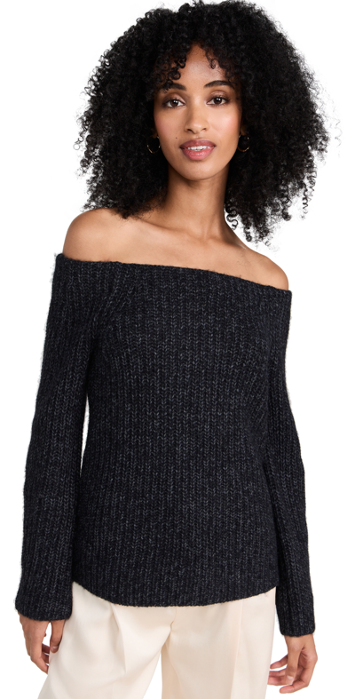 Shop Vince Marl Off Shoulder Sweater H Charcoal