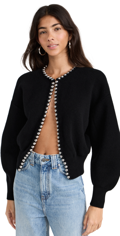 Shop Alexander Wang Cropped Cardigan With Ball Chain Necklace Black S