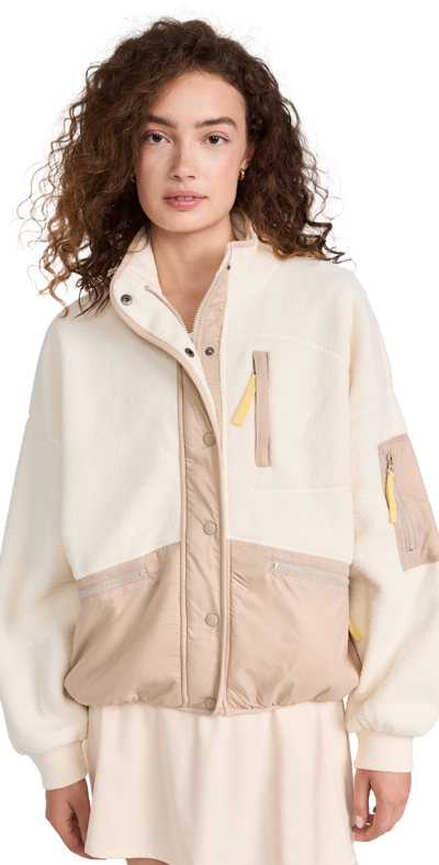 Mwl By Madewell Drapey Sherpa Buick Jacket In Color Block Antique Cream