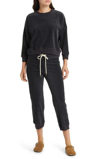 Shop The Great Cotton Blend Corduroy Crop Joggers In Slate