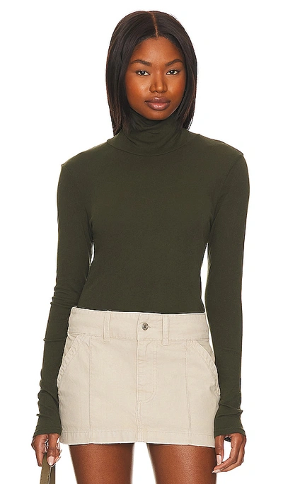 Shop La Made Roosevelt Turtleneck Tee In Olive