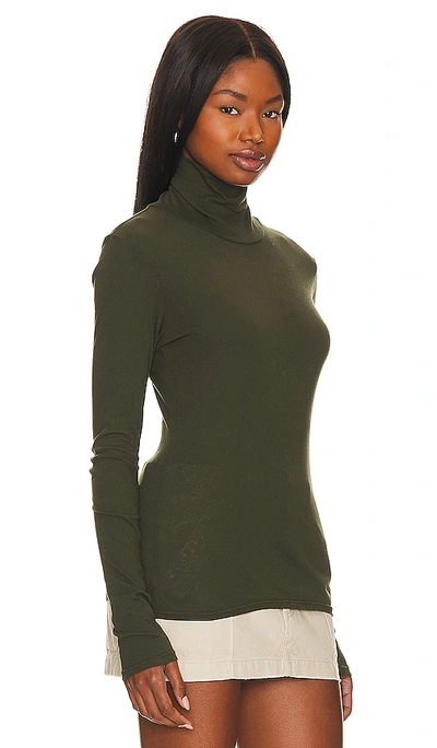 Shop La Made Roosevelt Turtleneck Tee In Olive