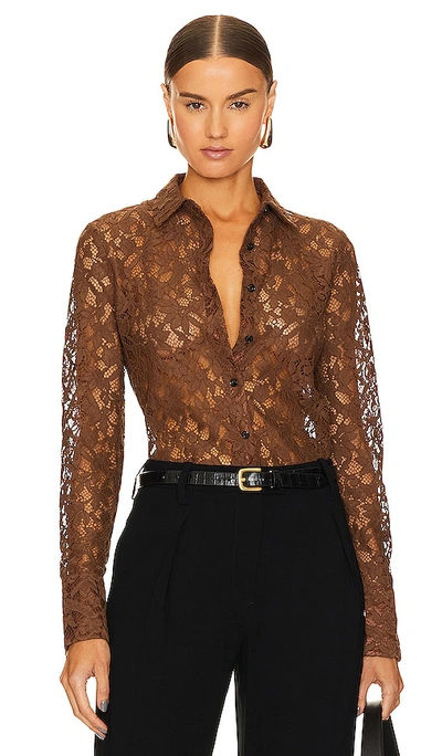 Shop Rag & Bone Yvette Lace Shirt In Brown
