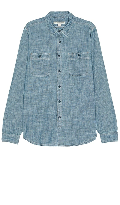 Shop Outerknown Chambray Utility Shirt In Blue