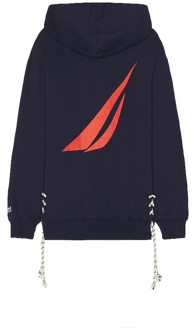 Shop Krost Fair Winds Vented Lace Hoodie In Navy