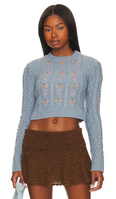 Shop Majorelle Mansi Cropped Sweater In Blue