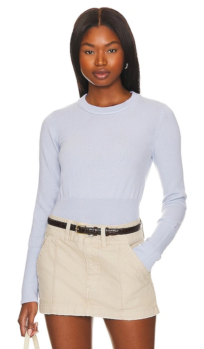 Shop Autumn Cashmere Cropped Crew Neck In Baby Blue
