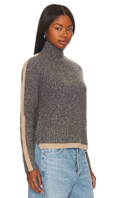 Shop Autumn Cashmere Tipped Mock Neck Sweater In Grey