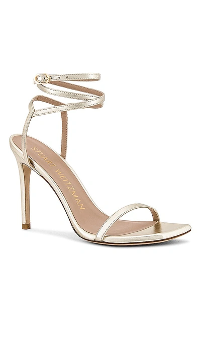Stuart Weitzman Barelynudist 100 Sandal In Metallic Gold