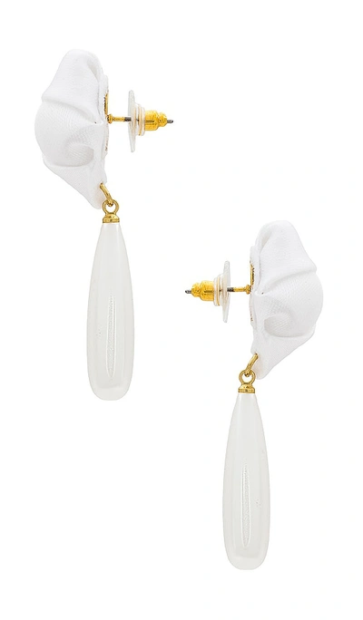 Shop Petit Moments Rosette Pearl Pendant Earrings In White
